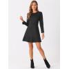 imageAllegra K Womens Faux Suede Round Neck Elegant Long Sleeve Ruffle DressBlack