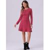 imageAllegra K Womens Faux Suede Round Neck Elegant Long Sleeve Ruffle DressBurgundy