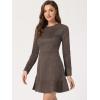 imageAllegra K Womens Faux Suede Round Neck Elegant Long Sleeve Ruffle DressDark Brown