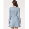 imageAllegra K Womens Faux Suede Round Neck Elegant Long Sleeve Ruffle DressGrey Blue