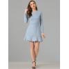 imageAllegra K Womens Faux Suede Round Neck Elegant Long Sleeve Ruffle DressGrey Blue