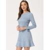 imageAllegra K Womens Faux Suede Round Neck Elegant Long Sleeve Ruffle DressGrey Blue