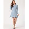 imageAllegra K Womens Faux Suede Round Neck Elegant Long Sleeve Ruffle DressGrey Blue