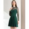 imageAllegra K Womens Heart Mesh Sheer Long Sleeve Gothic Cocktail Skater Party Short DressDark Green