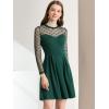 imageAllegra K Womens Heart Mesh Sheer Long Sleeve Gothic Cocktail Skater Party Short DressDark Green