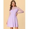 imageAllegra K Womens Heart Mesh Sheer Long Sleeve Gothic Cocktail Skater Party Short DressLight Purple