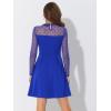 imageAllegra K Womens Heart Mesh Sheer Long Sleeve Gothic Cocktail Skater Party Short DressRoyal Blue