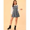 imageAllegra K Womens Peter Pan Collar Contrast Color Button Decor ALine Christmas Plaid Mini DressBlack