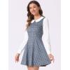 imageAllegra K Womens Peter Pan Collar Contrast Color Button Decor ALine Christmas Plaid Mini DressBlue
