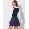 imageAllegra K Womens Peter Pan Collar Contrast Color Button Decor ALine Christmas Plaid Mini DressDark Blue