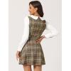 imageAllegra K Womens Peter Pan Collar Contrast Color Button Decor ALine Christmas Plaid Mini DressKhaki Brown