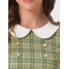 imageAllegra K Womens Peter Pan Collar Contrast Color Button Decor ALine Christmas Plaid Mini DressLight Green