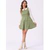 imageAllegra K Womens Peter Pan Collar Contrast Color Button Decor ALine Christmas Plaid Mini DressLight Green