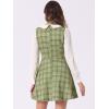 imageAllegra K Womens Peter Pan Collar Contrast Color Button Decor ALine Christmas Plaid Mini DressLight Green