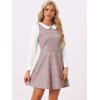 imageAllegra K Womens Peter Pan Collar Contrast Color Button Decor ALine Christmas Plaid Mini DressPink