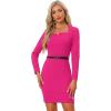 imageAllegra K Elegant Office Dress for Womens Belted Square Neck Bodycon DressHot Pink