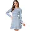 imageAllegra K Womens Faux Suede Round Neck Elegant Long Sleeve Ruffle DressGrey Blue