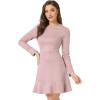 imageAllegra K Womens Faux Suede Round Neck Elegant Long Sleeve Ruffle DressPink