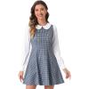 imageAllegra K Womens Peter Pan Collar Contrast Color Button Decor ALine Christmas Plaid Mini DressBlue