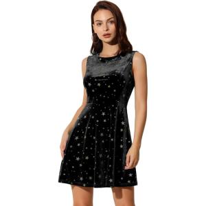 imageAllegra K Womens Shiny Star Dresses Sleeveless Mini Christmas Velvet DressBlack