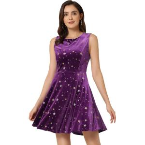 imageAllegra K Womens Shiny Star Dresses Sleeveless Mini Christmas Velvet DressDark Purple