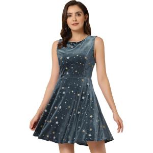 imageAllegra K Womens Shiny Star Dresses Sleeveless Mini Christmas Velvet DressGray