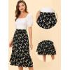 imageAllegra K Floral Midi Skirt for Womens Elastic Waist Flowy Chiffon Ruffled Tiered Skirts