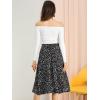 imageAllegra K Womens ALine Midi Skirt Floral Print Chiffon Vintage 2024 Summer SkirtsBlack