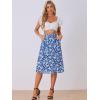 imageAllegra K Womens ALine Midi Skirt Floral Print Chiffon Vintage 2024 Summer SkirtsBlue White
