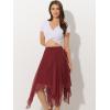 imageAllegra K Womens Asymmetrical Hem Elastic Waist Chiffon Flowy Vintage Handkerchief Hemline Midi SkirtBurgundy