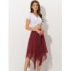 imageAllegra K Womens Asymmetrical Hem Elastic Waist Chiffon Flowy Vintage Handkerchief Hemline Midi SkirtBurgundy