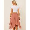 imageAllegra K Womens Asymmetrical Hem Elastic Waist Chiffon Flowy Vintage Handkerchief Hemline Midi SkirtDark Coral