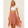 imageAllegra K Womens Asymmetrical Hem Elastic Waist Chiffon Flowy Vintage Handkerchief Hemline Midi SkirtDark Coral