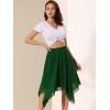 imageAllegra K Womens Asymmetrical Hem Elastic Waist Chiffon Flowy Vintage Handkerchief Hemline Midi SkirtGreen