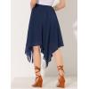 imageAllegra K Womens Asymmetrical Hem Elastic Waist Chiffon Flowy Vintage Handkerchief Hemline Midi SkirtNavy Blue