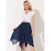 imageAllegra K Womens Asymmetrical Hem Elastic Waist Chiffon Flowy Vintage Handkerchief Hemline Midi SkirtNavy Blue