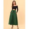 imageAllegra K Womens Elegant Aline High Waist Belted Split Maxi SkirtDark Green