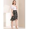 imageAllegra K Womens Floral Printed Self Tie Knot HighLow Ruffle Hem Wrap SkirtBlack a