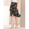 imageAllegra K Womens Floral Printed Self Tie Knot HighLow Ruffle Hem Wrap SkirtBlack a