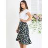 imageAllegra K Womens Floral Printed Self Tie Knot HighLow Ruffle Hem Wrap SkirtNavy Yellow