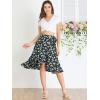 imageAllegra K Womens Floral Printed Self Tie Knot HighLow Ruffle Hem Wrap SkirtNavy Yellow