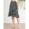 imageAllegra K Womens Floral Printed Self Tie Knot HighLow Ruffle Hem Wrap SkirtNavy Yellow