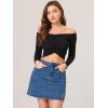 imageAllegra K Womens High Waist Denim Skirt Side Slit Casual Stretch Short Mini Jean SkirtsBlue