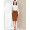 imageAllegra K Womens Knee Length Pencil Zip Slit Skirt Lace Panel High Waist Work SkirtsBrown