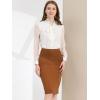 imageAllegra K Womens Knee Length Pencil Zip Slit Skirt Lace Panel High Waist Work SkirtsBrown