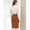 imageAllegra K Womens Knee Length Pencil Zip Slit Skirt Lace Panel High Waist Work SkirtsBrown