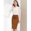 imageAllegra K Womens Knee Length Pencil Zip Slit Skirt Lace Panel High Waist Work SkirtsBrown