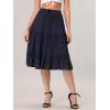 imageAllegra K Womens Ruffle Midi Skirt Boho Tiered High Waist Summer SkirtsBlue