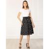 imageAllegra K Womens Vintage Belted Elastic High Waist ALine Printed Midi SkirtBlackpolka Dot