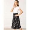 imageAllegra K Womens Vintage Belted Elastic High Waist ALine Printed Midi SkirtBlackpolka Dot